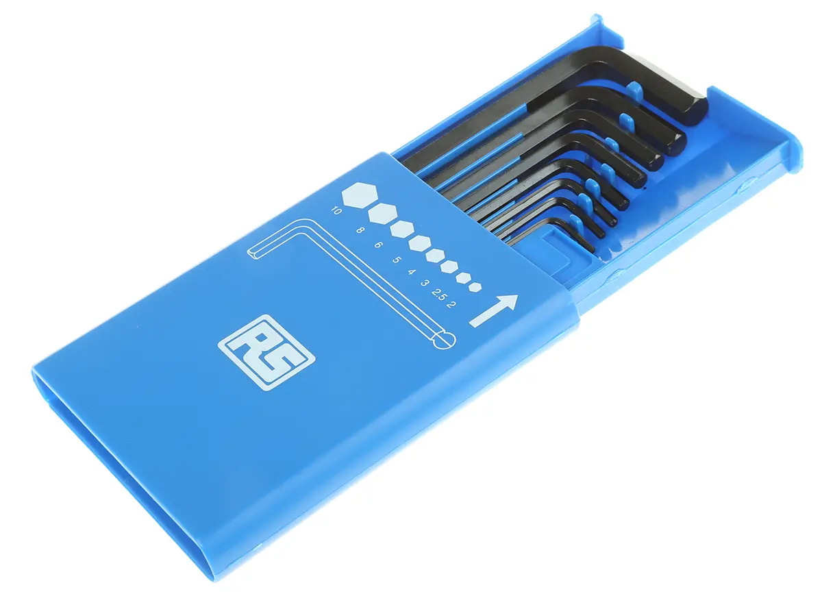 Produktfoto 1 von RS PRO metrisch  Innensechskant-Schlüssel, Satz 8-teilig 2 → 10mm L-Form kurz