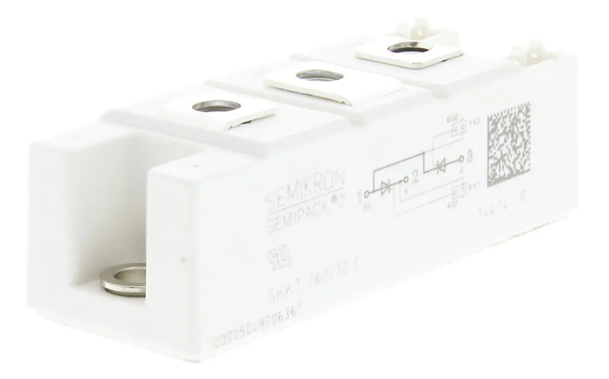 Produktfoto 1 von Semikron Danfoss SCR Zweifachthyristormodul 156 A SEMIPACK2 1200 V, Gate-Trigger 150 mA 5.4 kA 1.6 V
