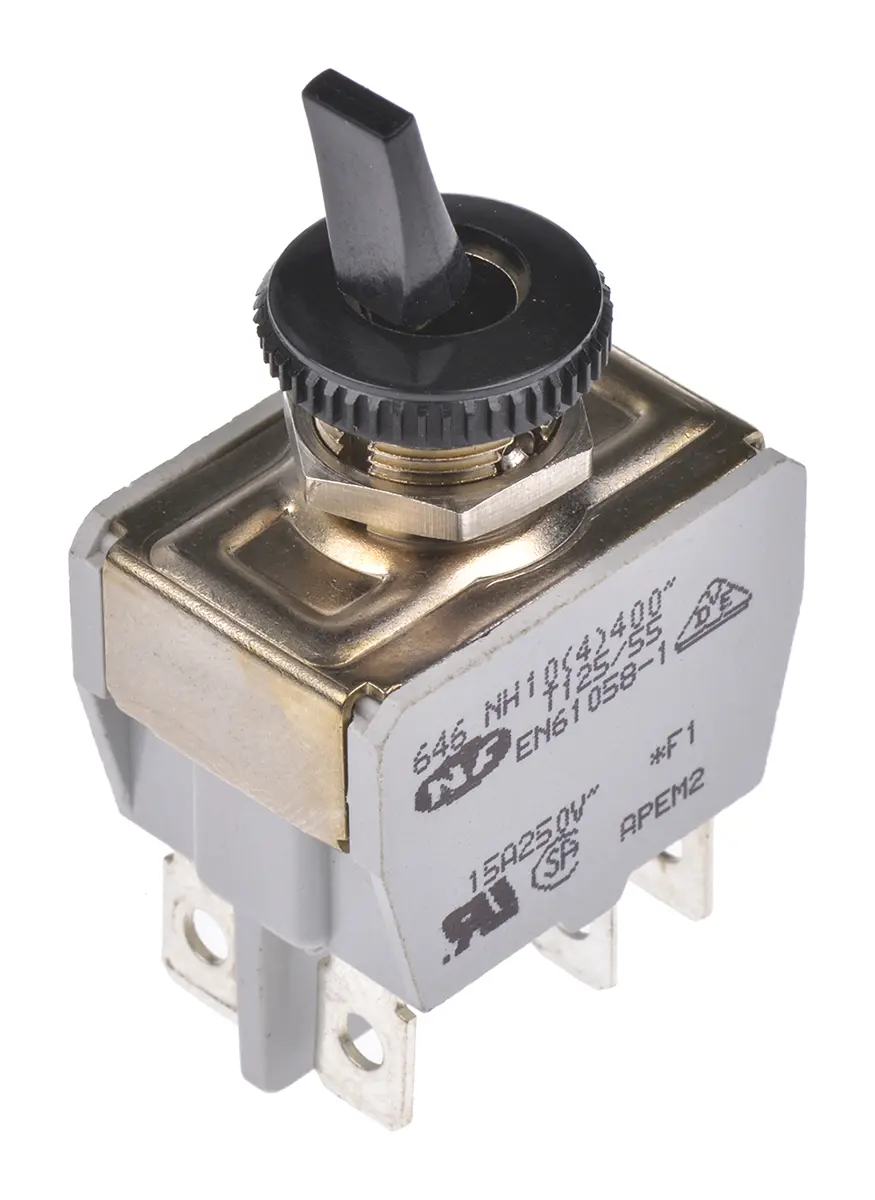 Produktfoto 1 von APEM Panel Kippschalter 2-poliger Wechsler, Ein-Ein, 24 V dc, 250 V ac, 10A, Stecker