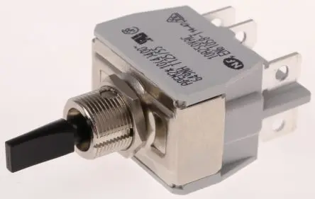 Produktfoto 1 von APEM Panel Kippschalter 2-poliger Wechsler, Ein-Aus-Ein, 24 V dc, 250 V ac, 10A, Stecker