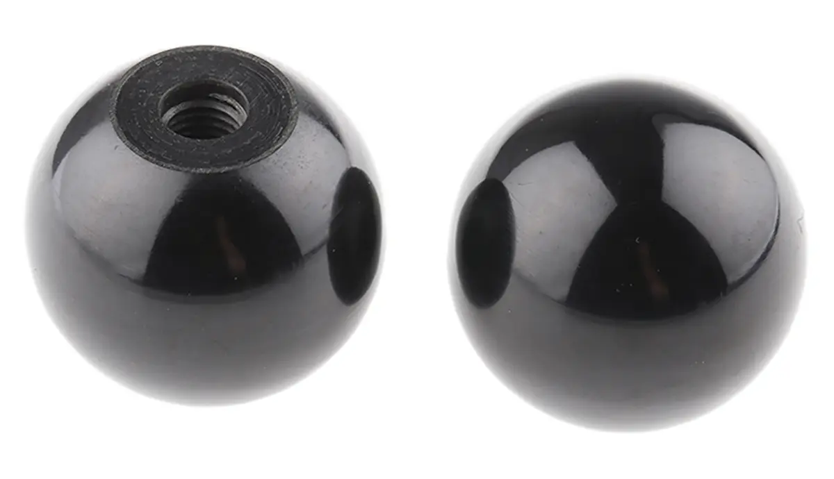 Produktfoto 1 von RS PRO Feststellschraube Schwarz M10 Duroplast x 43 mm Kugel, mit Gewindebohrung Ø 44 mm