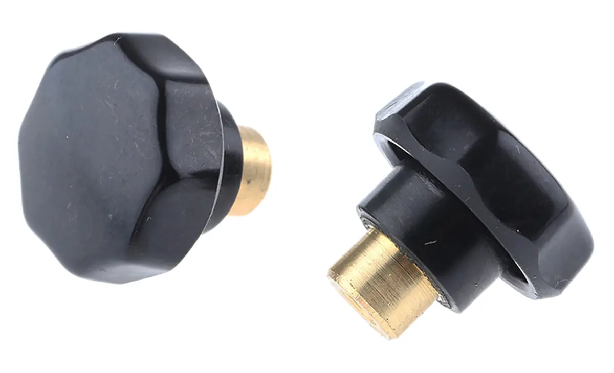 Produktfoto 1 von RS PRO Feststellschraube Schwarz M5 x 7.5 mm Drehknopf, mit Gewindebohrung Ø 32 mm