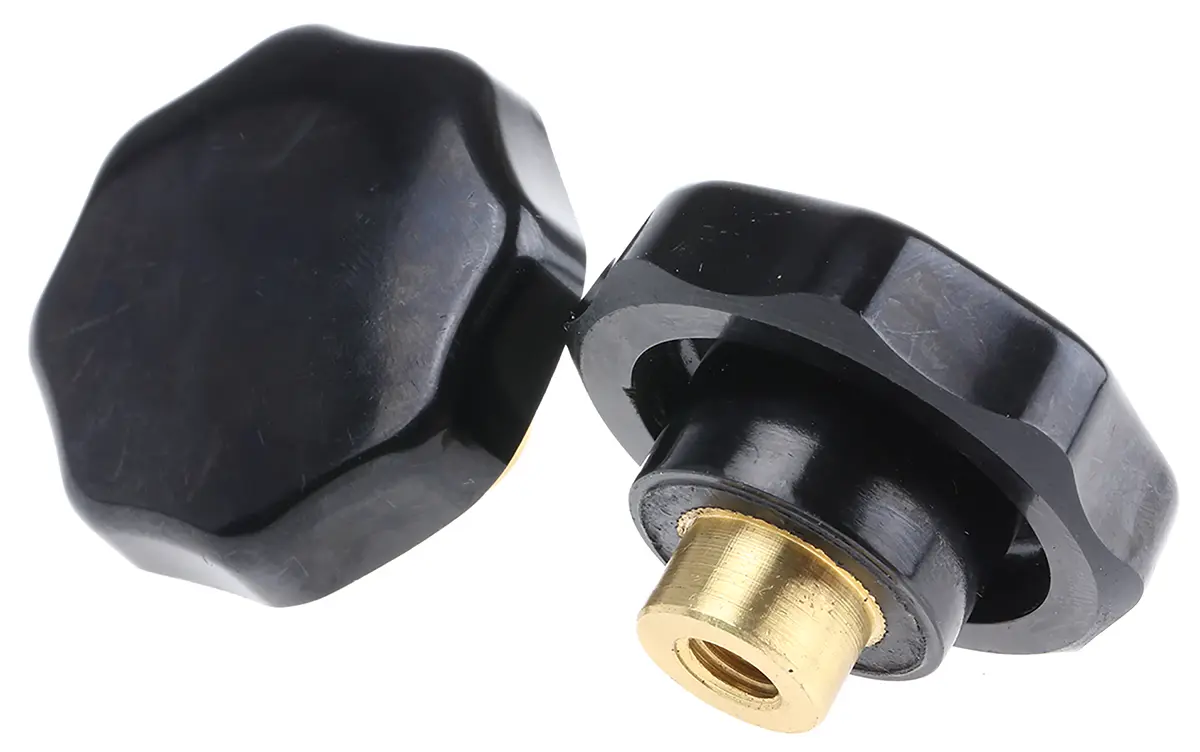 Produktfoto 1 von RS PRO Feststellschraube Schwarz M8 x 12 mm Drehknopf, mit Gewindebohrung Ø 44 mm