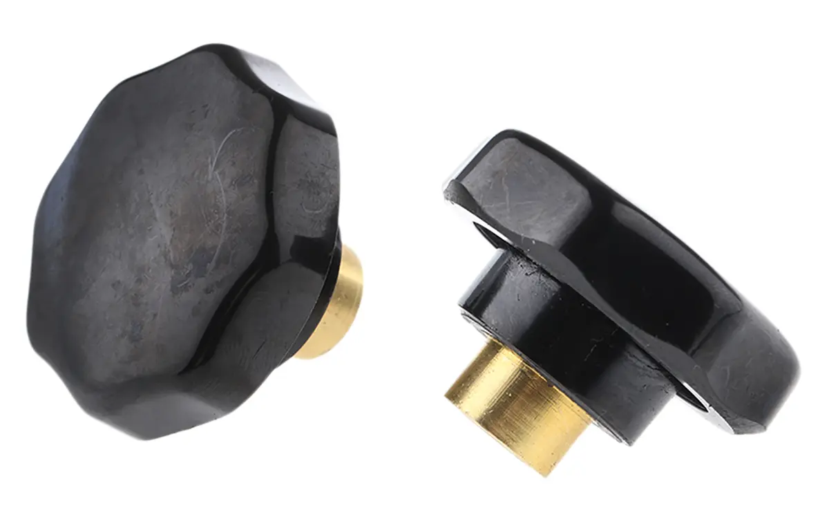 Produktfoto 1 von RS PRO Feststellschraube Schwarz M10 x 15 mm Drehknopf, mit Gewindebohrung Ø 44 mm