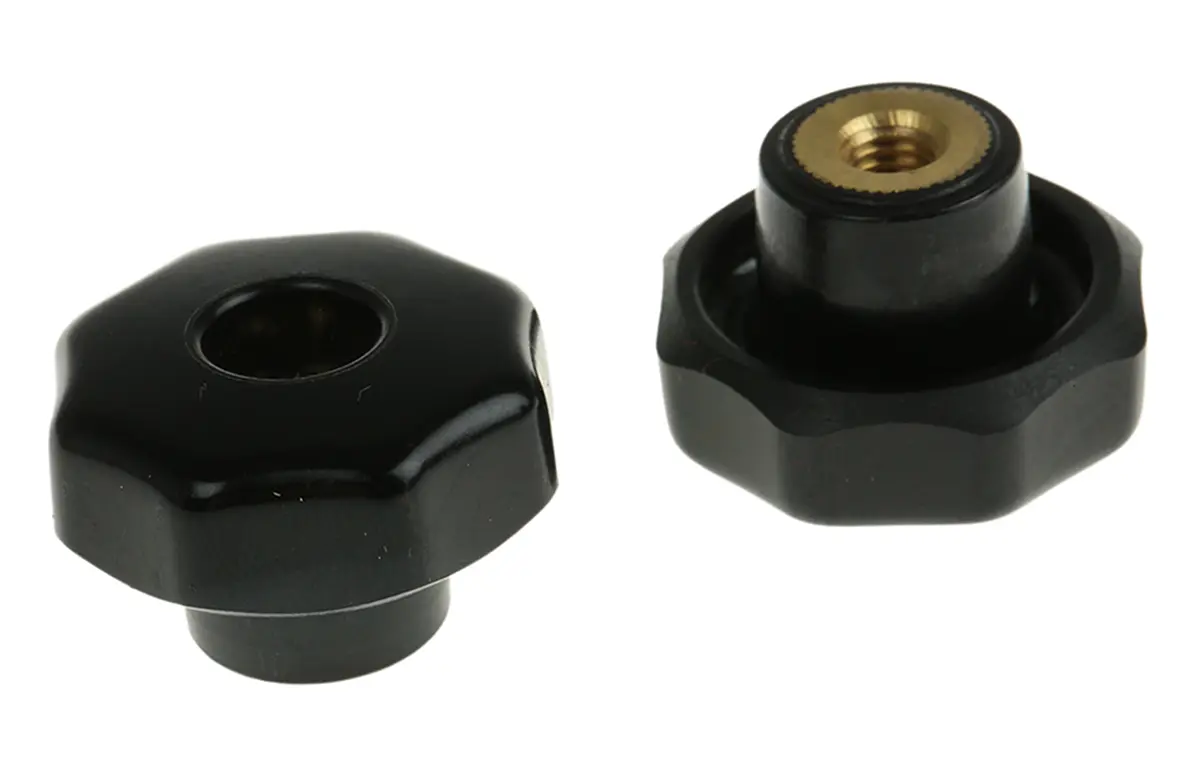 Produktfoto 1 von RS PRO Feststellschraube Schwarz M6 Duroplast x 9 mm Drehknopf, mit Gewindebohrung Ø 32 mm