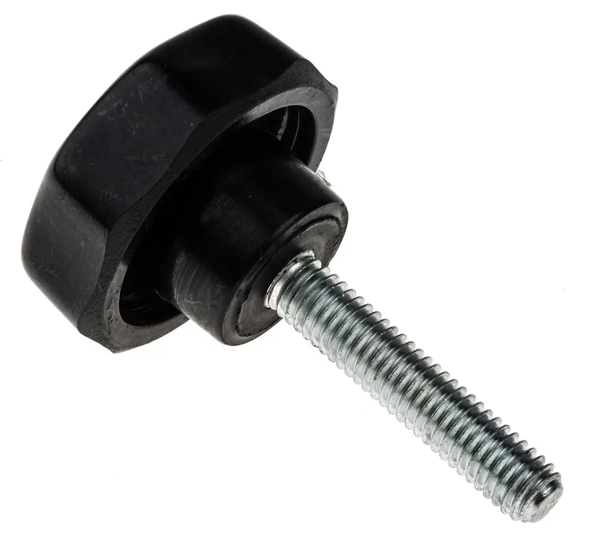 Produktfoto 1 von RS PRO Feststellschraube Schwarz M6 Phenol x 30 mm Drehknopf, mit Gewindebolzen Ø 32 mm