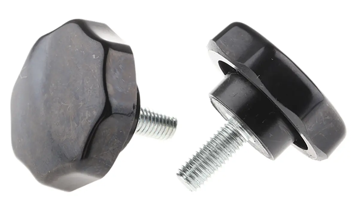 Produktfoto 1 von RS PRO Feststellschraube Schwarz M8 x 20 mm Drehknopf, mit Gewindebolzen Ø 44 mm