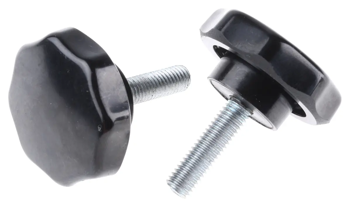 Produktfoto 1 von RS PRO Feststellschraube Schwarz M8 x 30 mm Drehknopf, mit Gewindebolzen Ø 44 mm