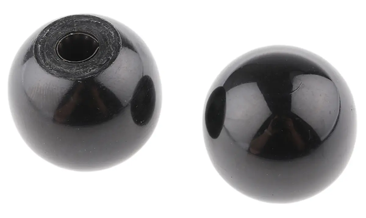 Produktfoto 1 von RS PRO Feststellschraube Schwarz Duroplast Kugel, mit Einsteck-Anschluss Ø 25 mm
