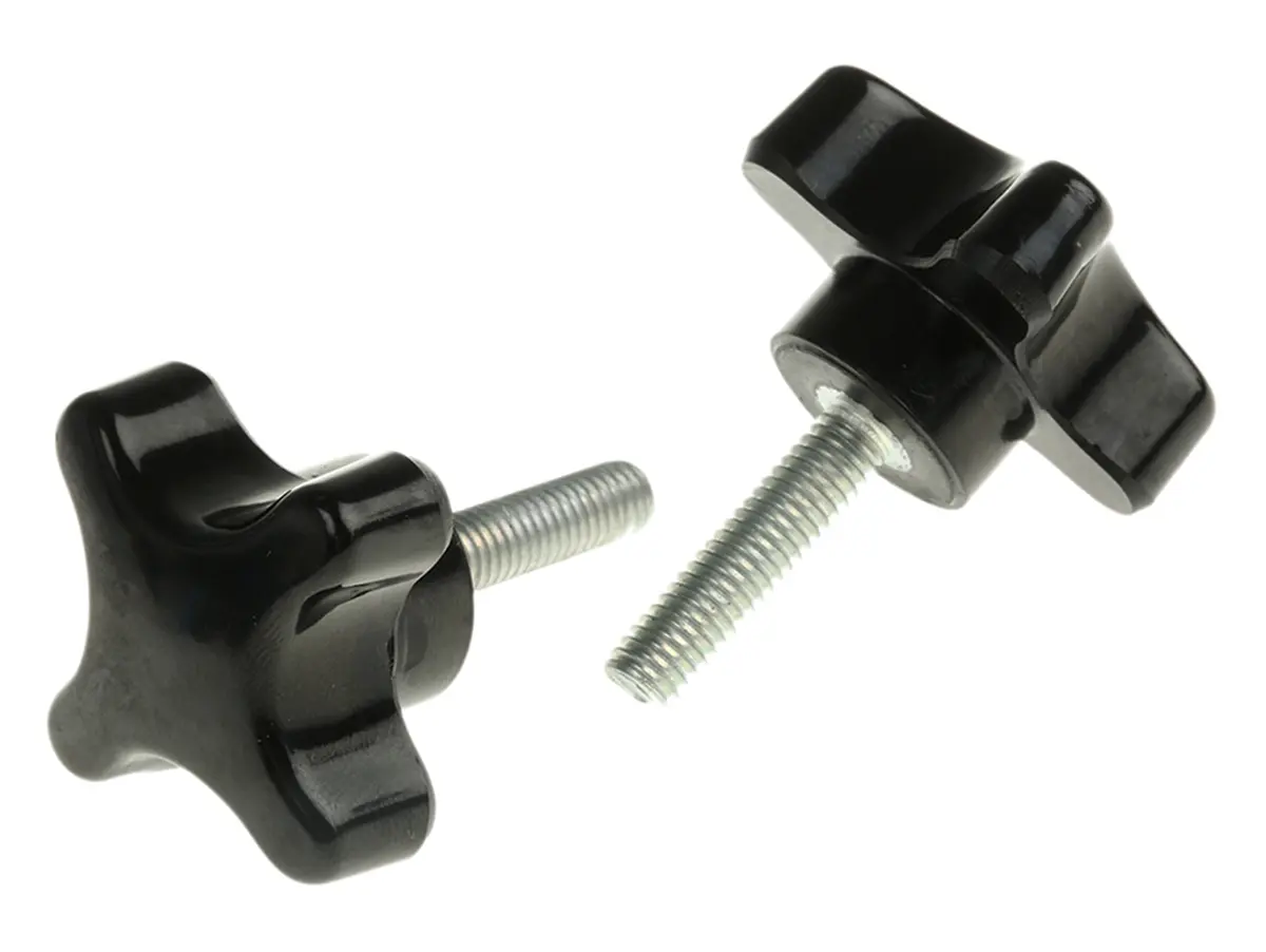 Produktfoto 1 von RS PRO Feststellschraube Schwarz M6 x 25 mm 4-Zacken, mit Gewindebolzen Ø 38 mm