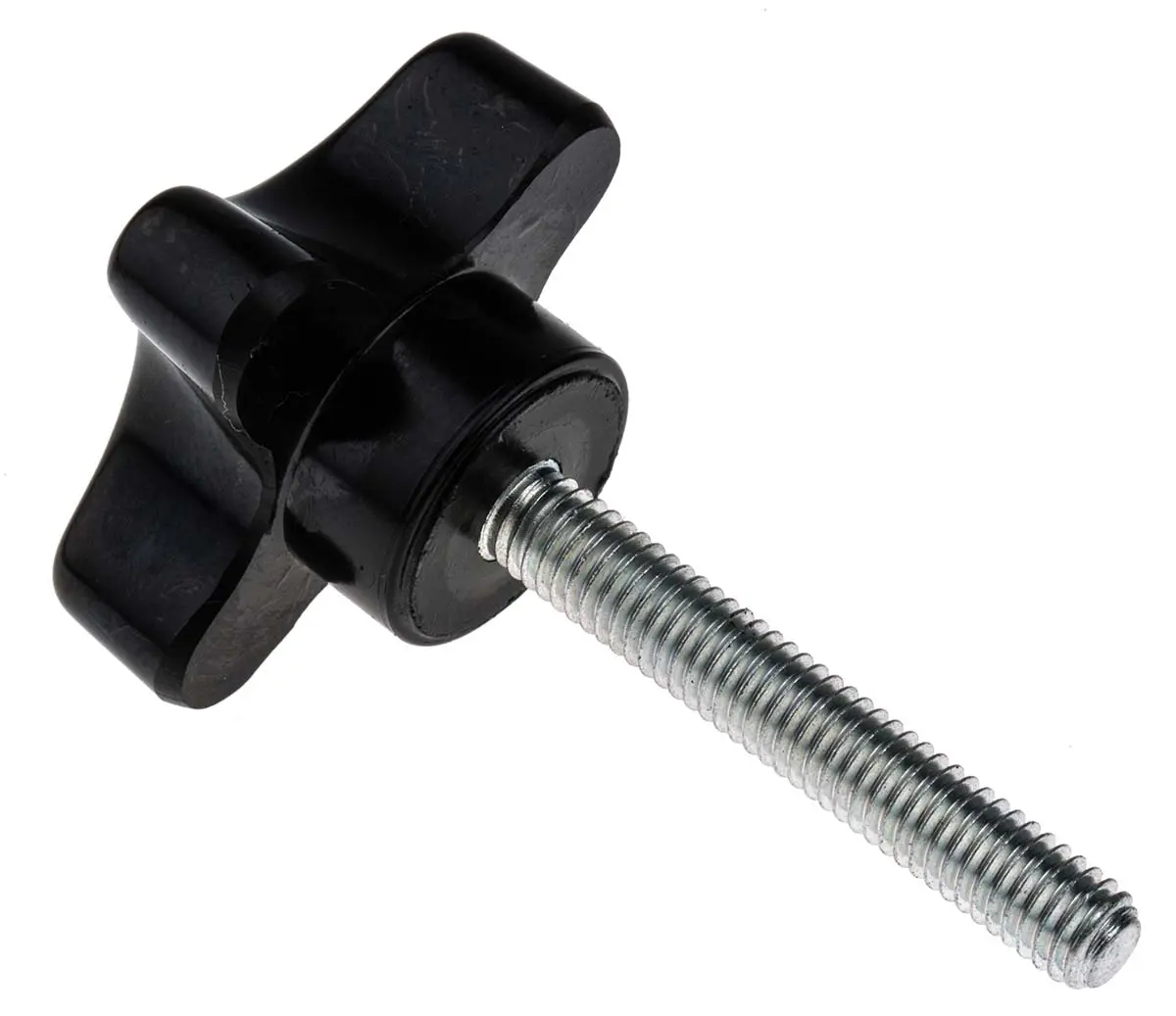 Produktfoto 1 von RS PRO Feststellschraube Schwarz M6 Phenol x 40 mm 4-Zacken, mit Gewindebolzen Ø 38 mm