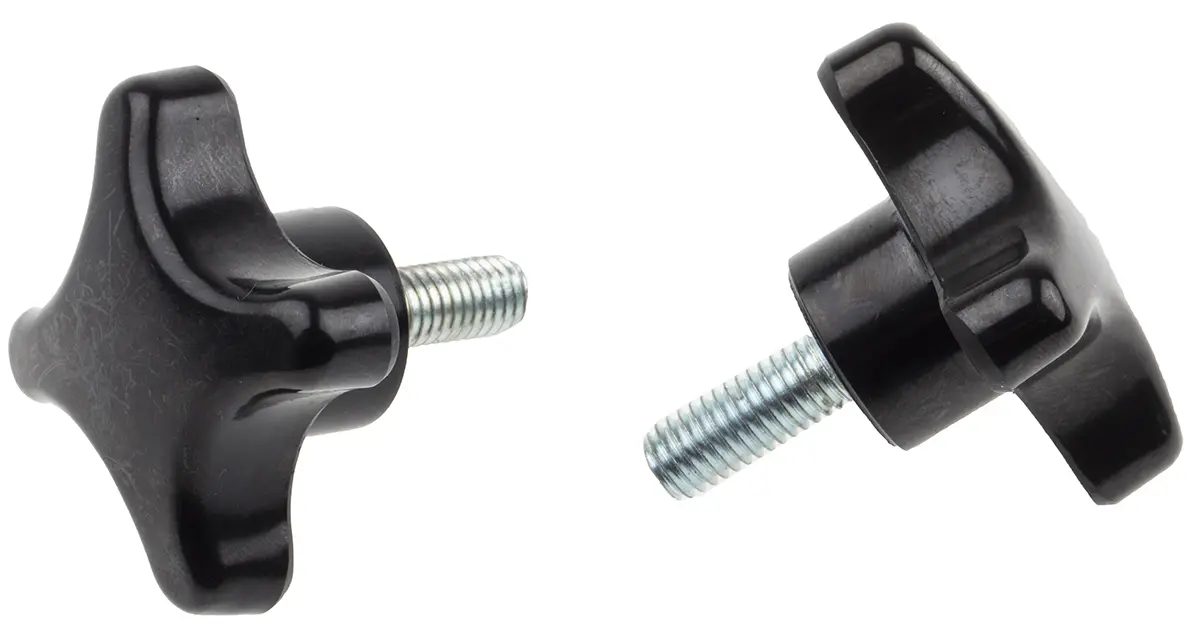 Produktfoto 1 von RS PRO Feststellschraube Schwarz M8 x 20 mm 4-Zacken, mit Gewindebolzen Ø 50 mm