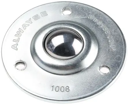 Produktfoto 1 von ALWAYSE Flansch 3-Loch Kugelrolle Ø 25 mm Stahl, Flansch-Ø 73 mm, bis 55kg Last