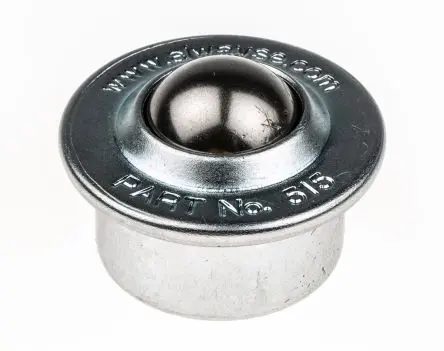 Produktfoto 1 von ALWAYSE Rundflansch Kugelrolle Ø 15 mm Stahl, Flansch-Ø 24 mm, bis 45kg Last