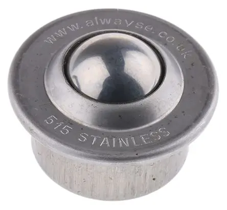 Produktfoto 1 von ALWAYSE Rundflansch Kugelrolle Ø 15 mm Edelstahl, Flansch-Ø 31 mm, bis 35kg Last