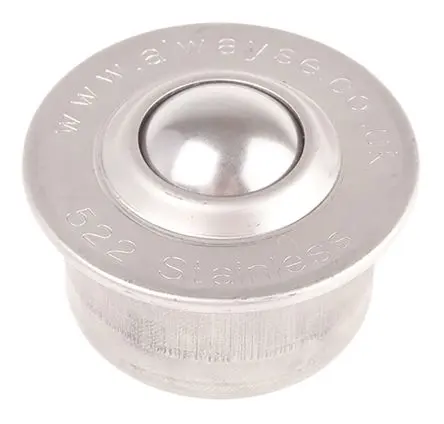 Produktfoto 1 von ALWAYSE Rundflansch Kugelrolle Ø 22 mm Edelstahl, Flansch-Ø 45 mm