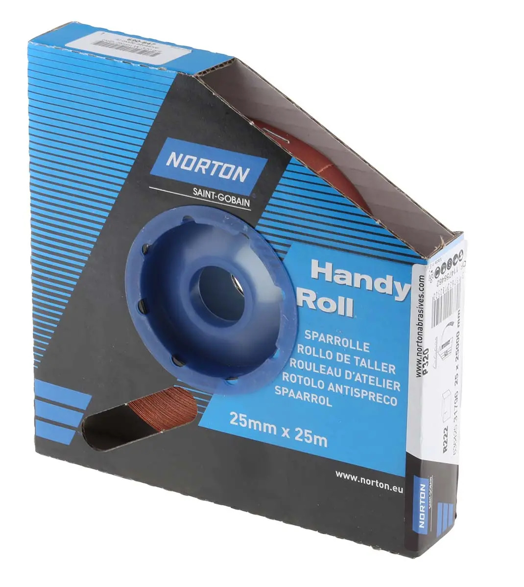 Produktfoto 1 von Norton Schleifpapier, Aluminiumbeschichtet, Sehr Fein Grad, Korngröße P320, 25 m 25 mm