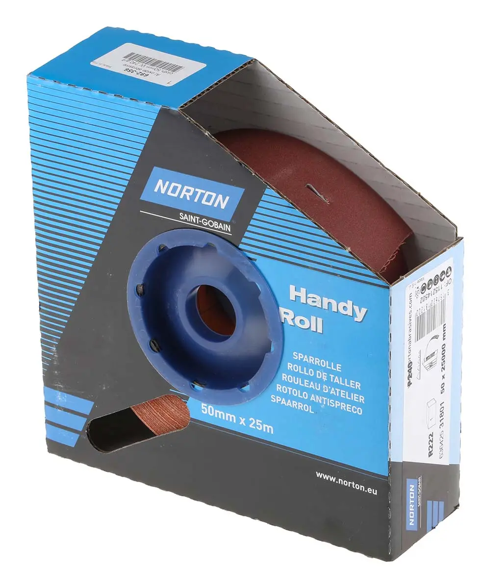 Produktfoto 1 von Norton Schleifpapier, Aluminiumbeschichtet, Sehr Fein Grad, Korngröße P240, 25 m 50 mm