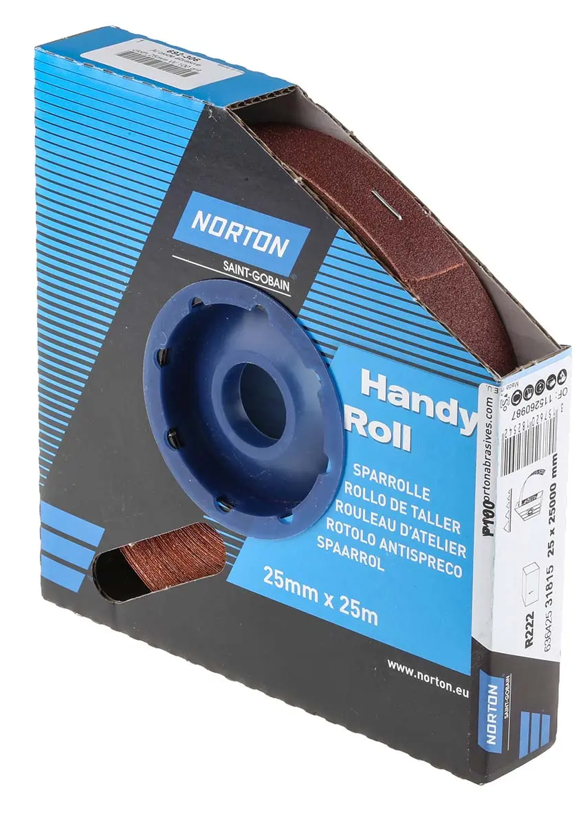 Produktfoto 1 von Norton Schleifpapier, Aluminiumbeschichtet, Fein Grad, Korngröße P100, 25 m 25 mm