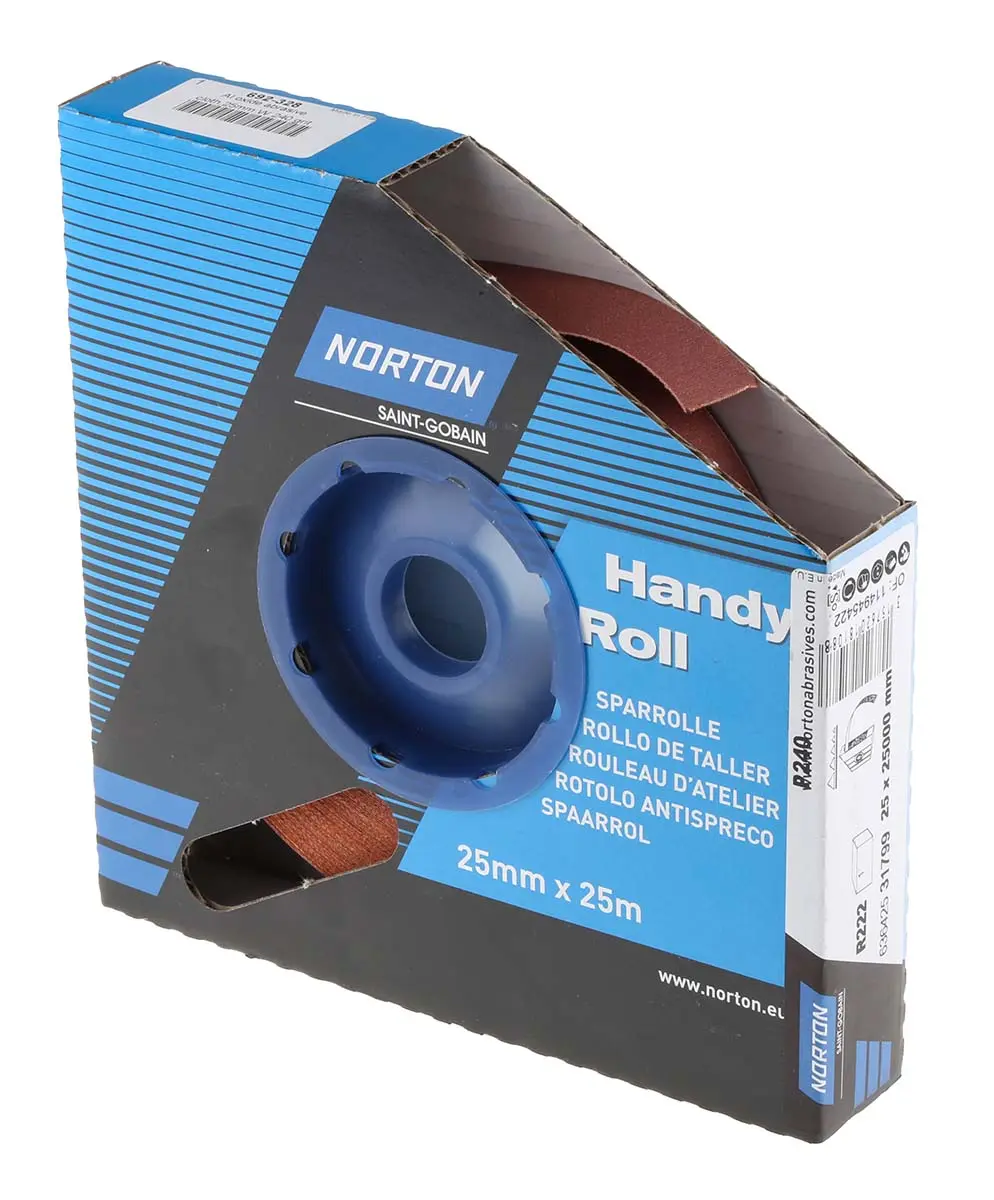 Produktfoto 1 von Norton Schleifpapier, Aluminiumbeschichtet, Sehr Fein Grad, Korngröße P240, 25 m 25 mm