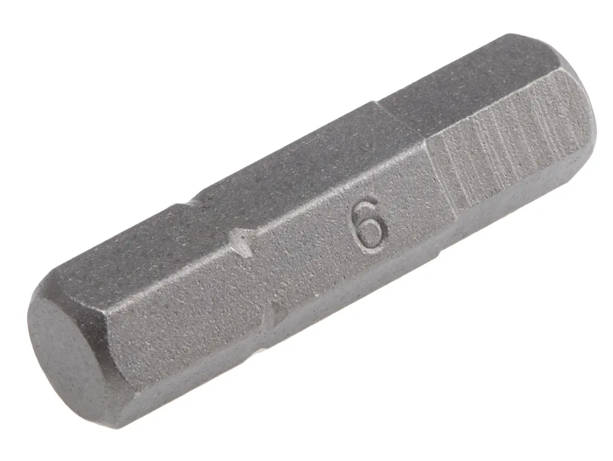 Produktfoto 1 von RS PRO 0.25 mm 6 mm Sechskant Schraubbit, Sechskant Chrom Vanadium Stahl, 1-teilig, 25 mm