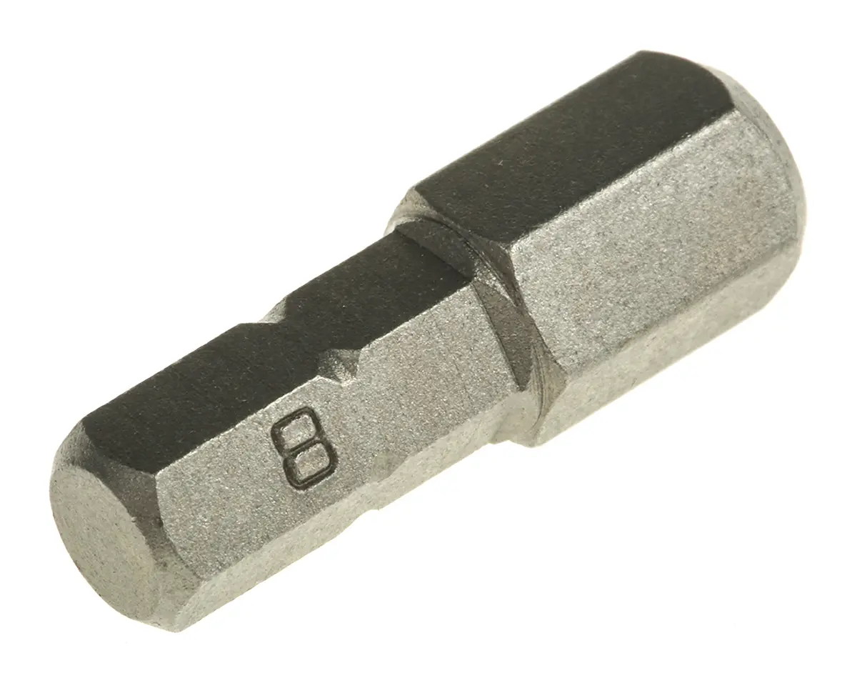 Produktfoto 1 von RS PRO 0.25 mm 8 mm Sechskant Schraubbit, Sechskant Chrom Vanadium Stahl, 1-teilig, 25 mm