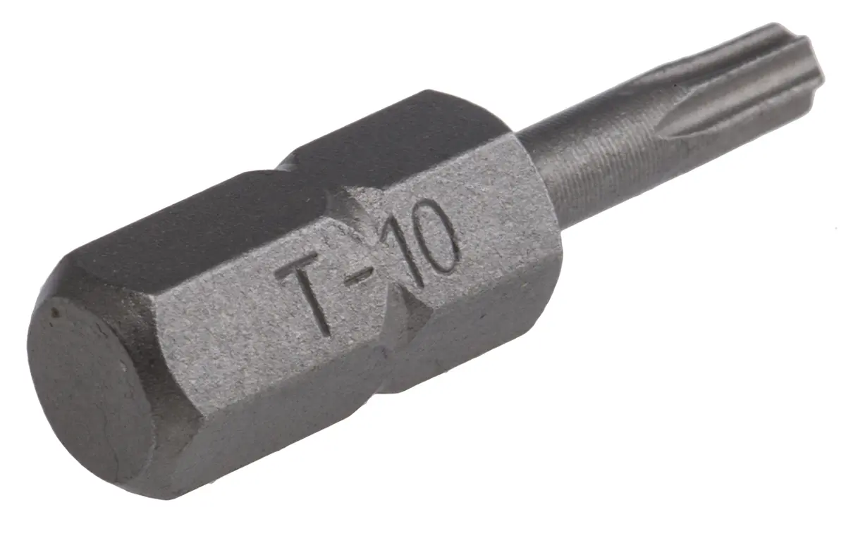 RS PRO 6.35 mm T10 Schraubbit, Sechskant, aus CrMo-Stahl, 1-teilig, 25 mm