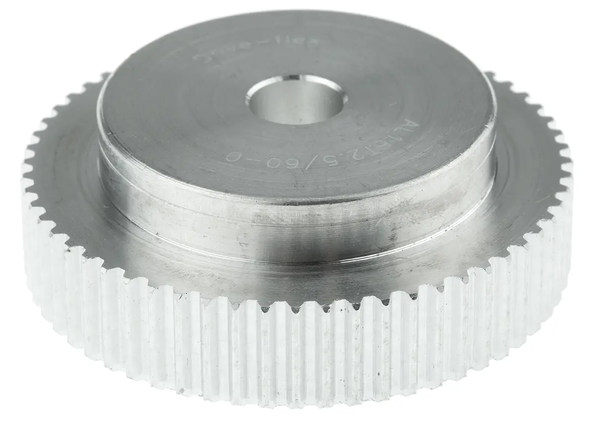 Produktfoto 1 von RS PRO Aluminium Zahnriemenscheibe 6 mm, 60 Zähne / Teilung 2.5 mm, Bohrung 8 mm