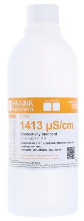 Hanna Instruments Leitfähigkeit Pufferlösung 1413 μS/cm, 460 ml Flasche 7 pH