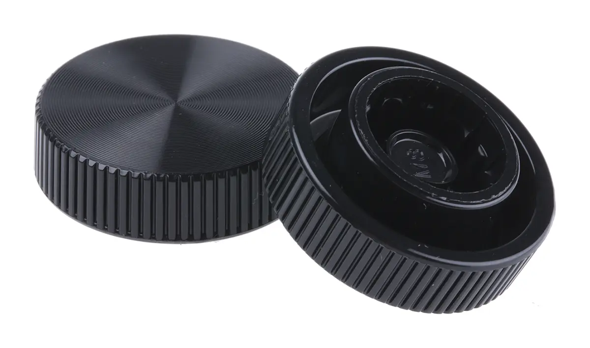 Produktfoto 1 von RS PRO Feststellschraube Grau, Rot, Schwarz Acetal Thermoplaste x 10 mm Gerändelt, mit Durchgangsbohrung Ø 26 mm
