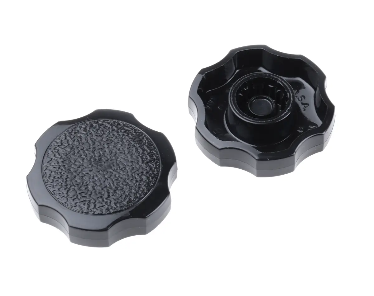 RS PRO Feststellschraube Schwarz Acetal Thermoplaste x 10 mm Drehknopf, mit Einsteck-Anschluss Ø 38 mm