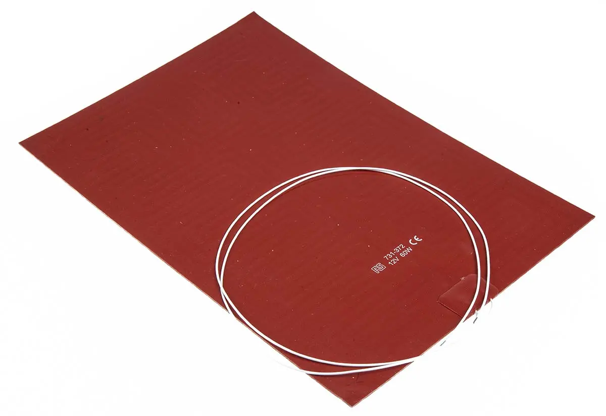 Produktfoto 1 von RS PRO Heizmatte, Rechteckig 60 W +200°C, 200 x 300mm, 12 V dc