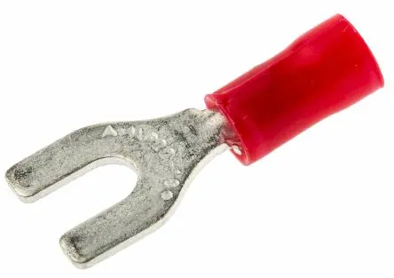 Produktfoto 1 von TE Connectivity PLASTI-GRIP Rot Isoliert Gabelkabelschuh B. 9.52mm, M3.5 Polyvinylchlorid 22 AWG 16 AWG