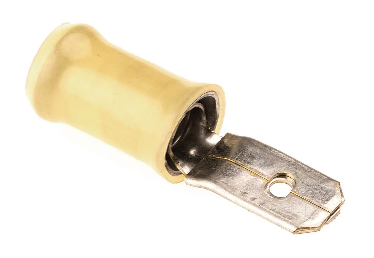 Produktfoto 1 von TE Connectivity PIDG FASTON .250 Flachsteckhülse, Gelb, Isoliert, 6.35 x 0.81 mm, Stecker, 11 AWG min, 10 AWG