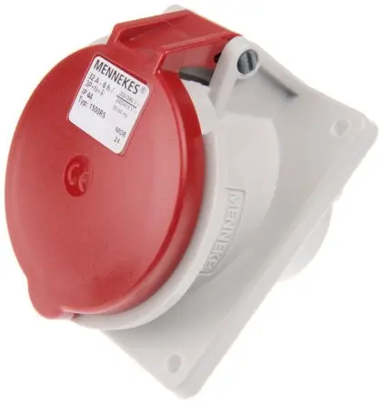 Produktfoto 1 von MENNEKES 7313 Leistungssteckverbinder Rot, 400V 3P / 32A, Panel IP44