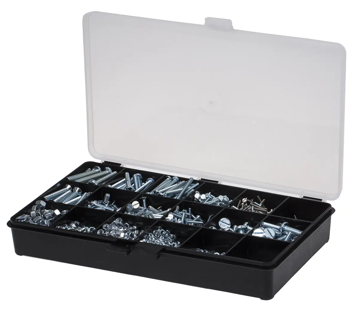 Produktfoto 1 von RS PRO Stahl Schlitz Schrauben Sortiment x 40 mm x 6 mm, 3155 Stück