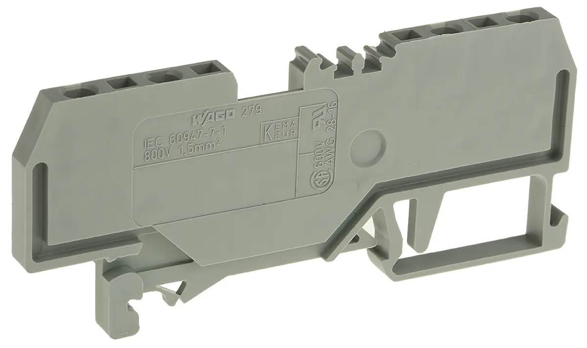 Produktfoto 1 von WAGO 279 Anschlussklemmenblock für Durchkontaktierung 1 Grau, 1.5 mm², 800 V Zugfederklemme