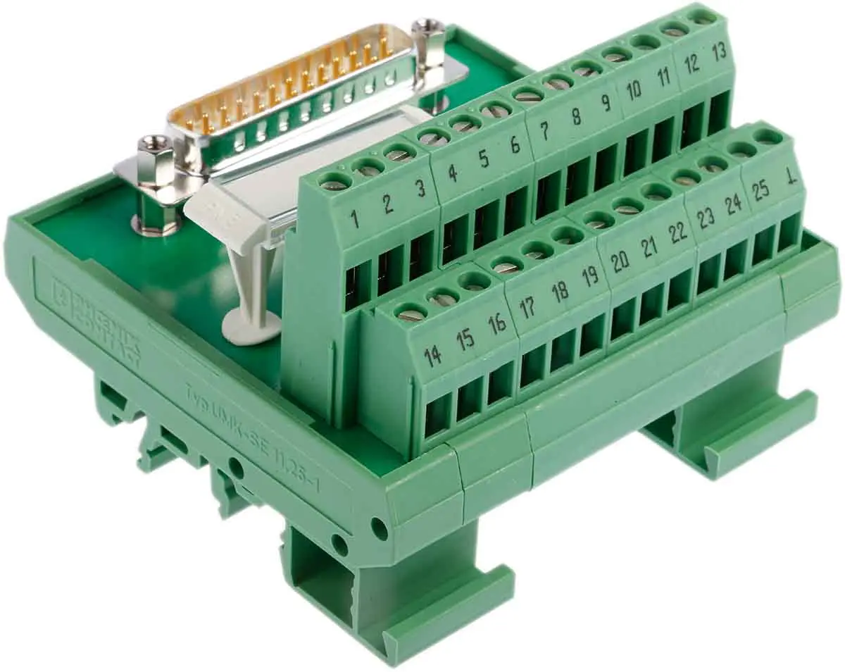 Produktfoto 1 von Phoenix Contact FLKM-D25 SUB/S Schnittstellenmodul D-SUB, Stecker, 25-polig, 25 V ac, 60 V dc, DIN-Hutschiene 2.5A
