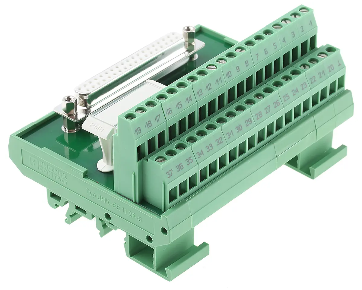 Produktfoto 1 von Phoenix Contact FLKM-D37 SUB/B Schnittstellenmodul D-SUB, Buchse, 37-polig, 25 V ac, 60 V dc, DIN-Hutschiene 2.5A
