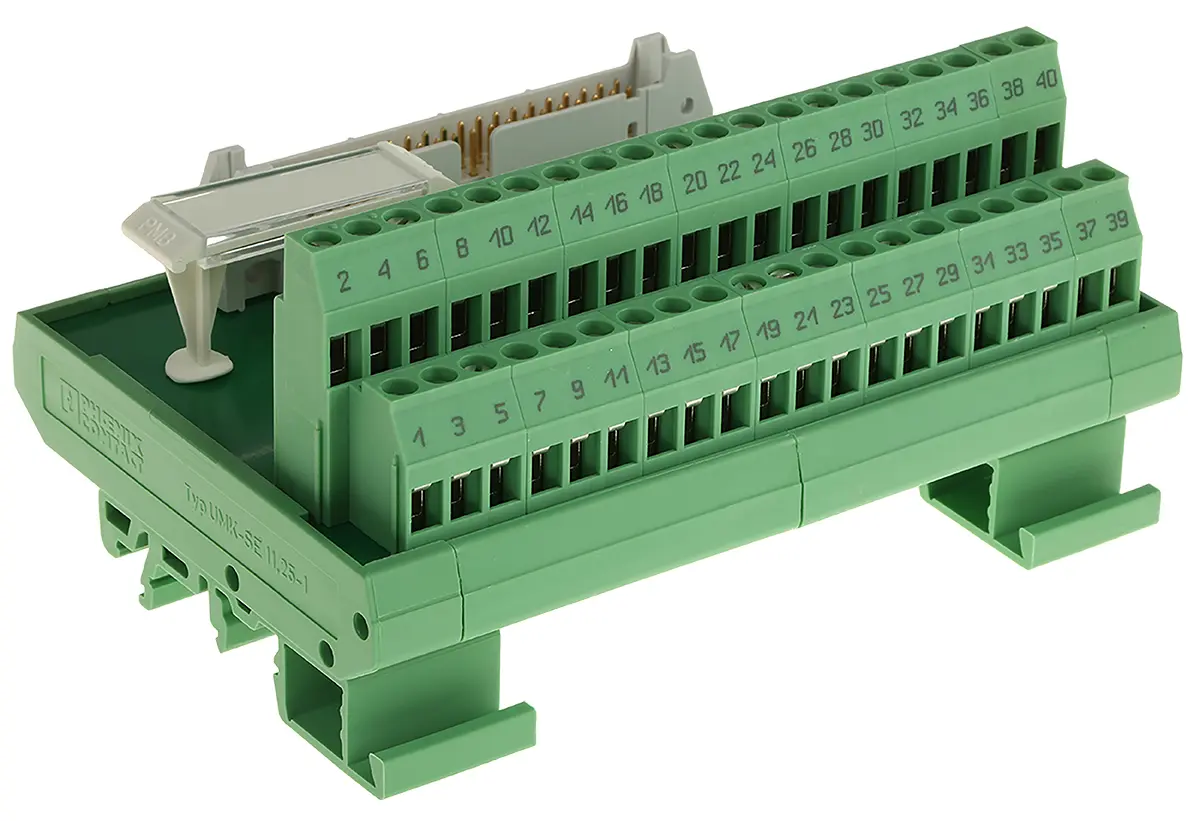Produktfoto 1 von Phoenix Contact Schnittstellenmodul Flachbandkabel, Stecker, 40-polig, 50 V ac, 60 V dc, DIN-Hutschiene 1A
