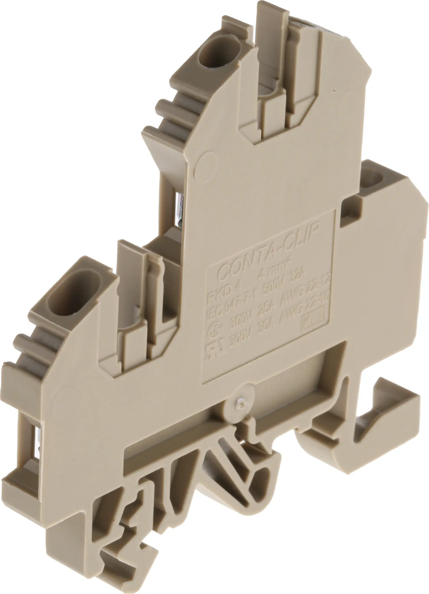 Produktfoto 1 von RS PRO RKD Doppelstock Reihenklemmen 2 Braun, 0.5mm², 4 mm², 500V Schraubbefestigung