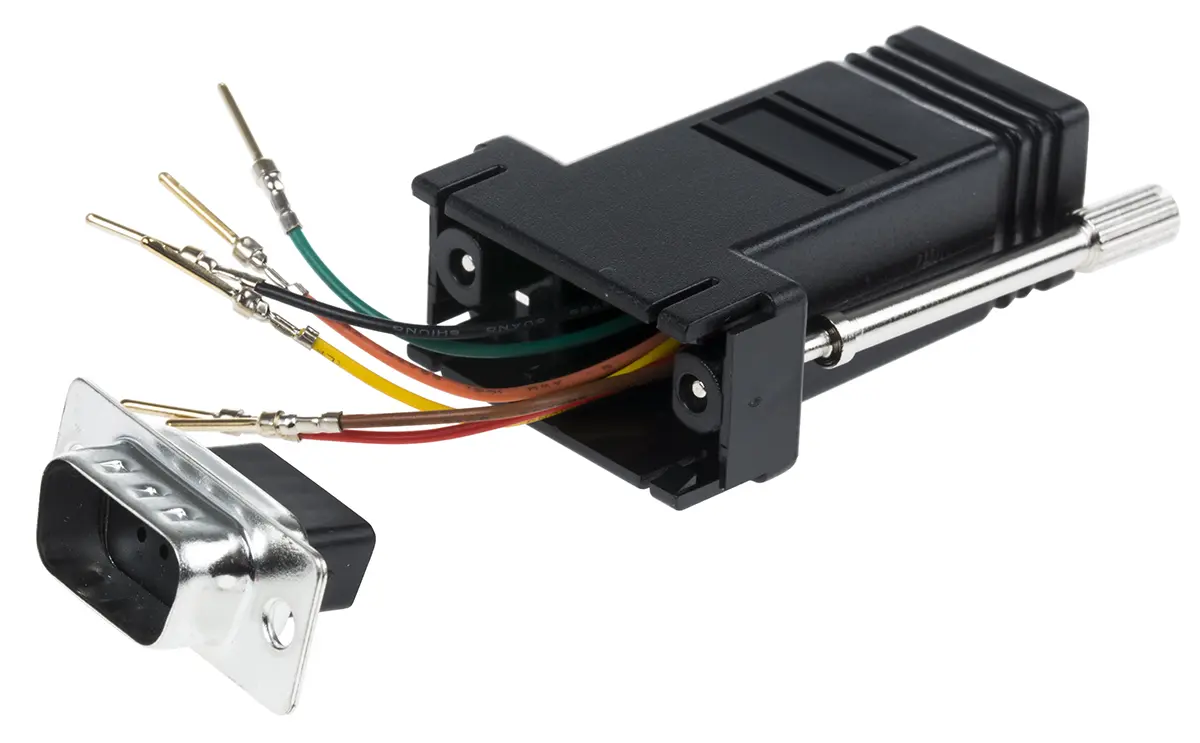 Produktfoto 1 von RS PRO Sub-D Adapter 9-Wege D-Sub Stecker Stecker RJ11 Buchse Buchse