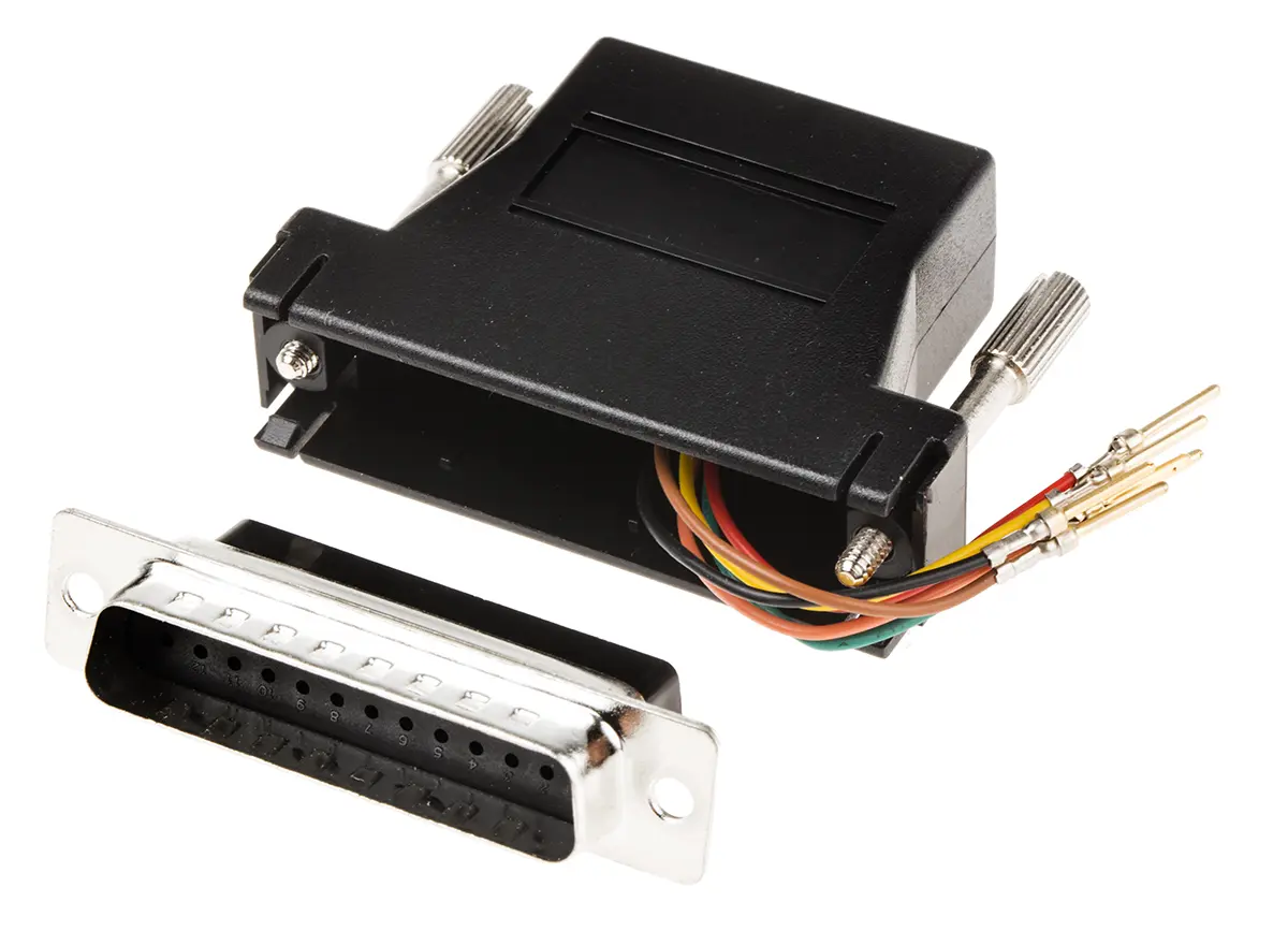 Produktfoto 1 von RS PRO Sub-D Adapter 25-Wege D-Sub Stecker Stecker RJ11 Buchse Buchse