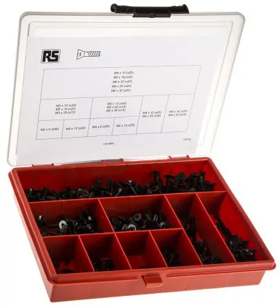 Produktfoto 1 von RS PRO Edelstahl Innensechskant Schrauben Sortiment Innensechskant Senkkopf x 30 mm x 6 mm, 455 Stück