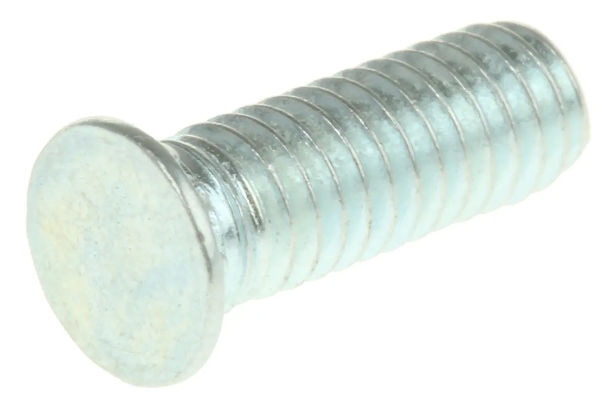 Produktfoto 1 von RS PRO Selbsthaltender Stehbolzen Kopf ø 5.9 mm Passiviert, verzinkt L. 12 mm für Tafelstärke min. 1 mm 4 mm Stahl