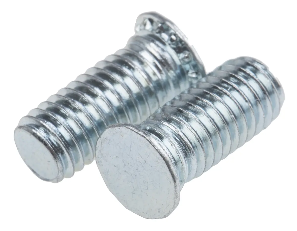 Produktfoto 1 von RS PRO Selbsthaltender Stehbolzen Kopf ø 6.5 mm Passiviert, verzinkt L. 12 mm für Tafelstärke min. 1 mm 5 mm Stahl