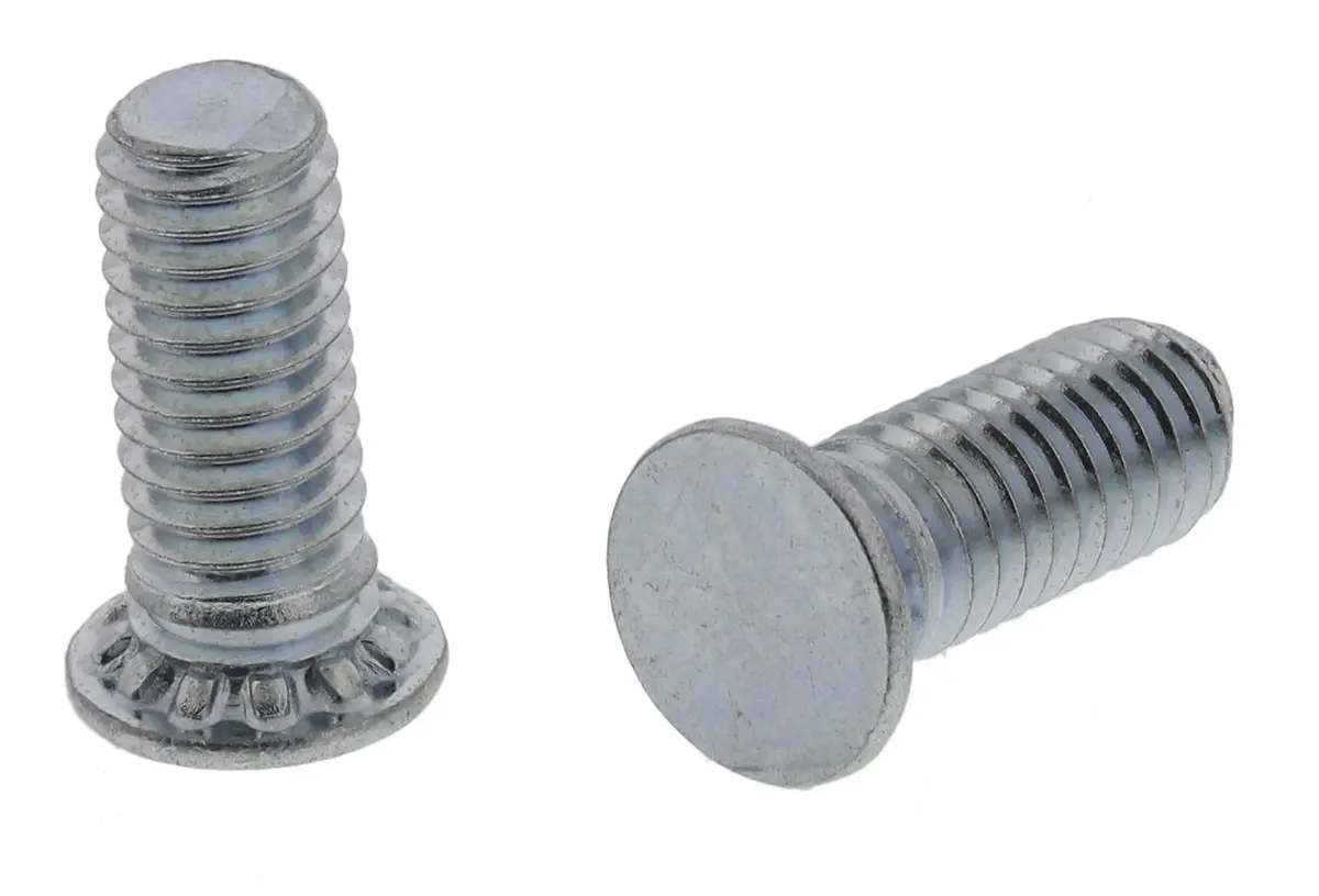 Produktfoto 1 von RS PRO Selbsthaltender Stehbolzen Kopf ø 4.6 mm Passiviert, verzinkt L. 8 mm für Tafelstärke min. 1 mm 3 mm Stahl