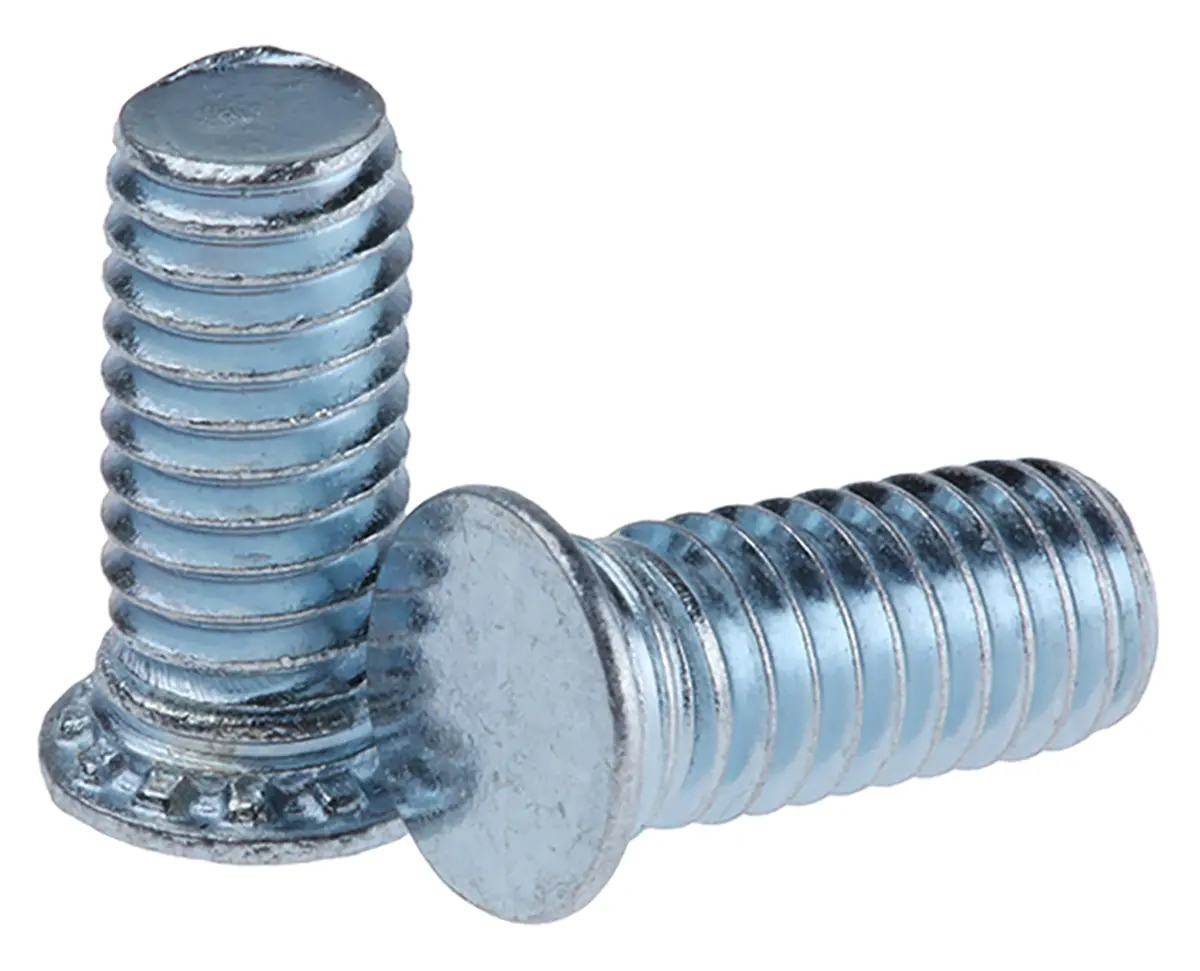 Produktfoto 1 von RS PRO Selbsthaltender Stehbolzen Kopf ø 8.2 mm Passiviert, verzinkt L. 14 mm für Tafelstärke min. 1.6 mm 6 mm Stahl