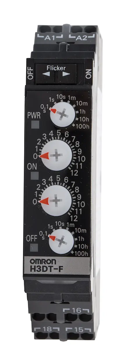 Produktfoto 1 von Omron H3DT Zeitrelais, DIN-Schienen, 0.1 s → 1200 h, 24 → 240V ac/dc, 2 Kont. Einfach, 1-poliger Wechsler
