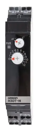 Produktfoto 1 von Omron H3DT Halbleiter-Zeitschaltuhr, DIN-Hutschiene 240 V dc 200V ac, 240 V ac, 0.1 to 12 s, 2 Kont. 1, 1-poliger